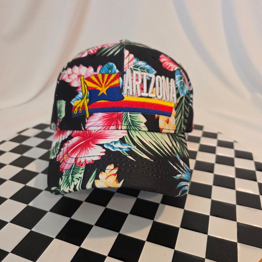 Arizona Tropical Floral Hat NWT State Flag Hawaiian Hibiscus Graphic Cap